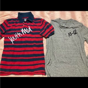 Red and Navy Striped Polo Shirt for Kids